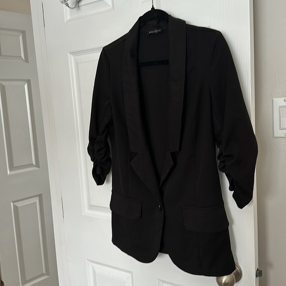 Vintage Seduction fashion, blazer, black with bunched arms sz M - Picture 4 of 12